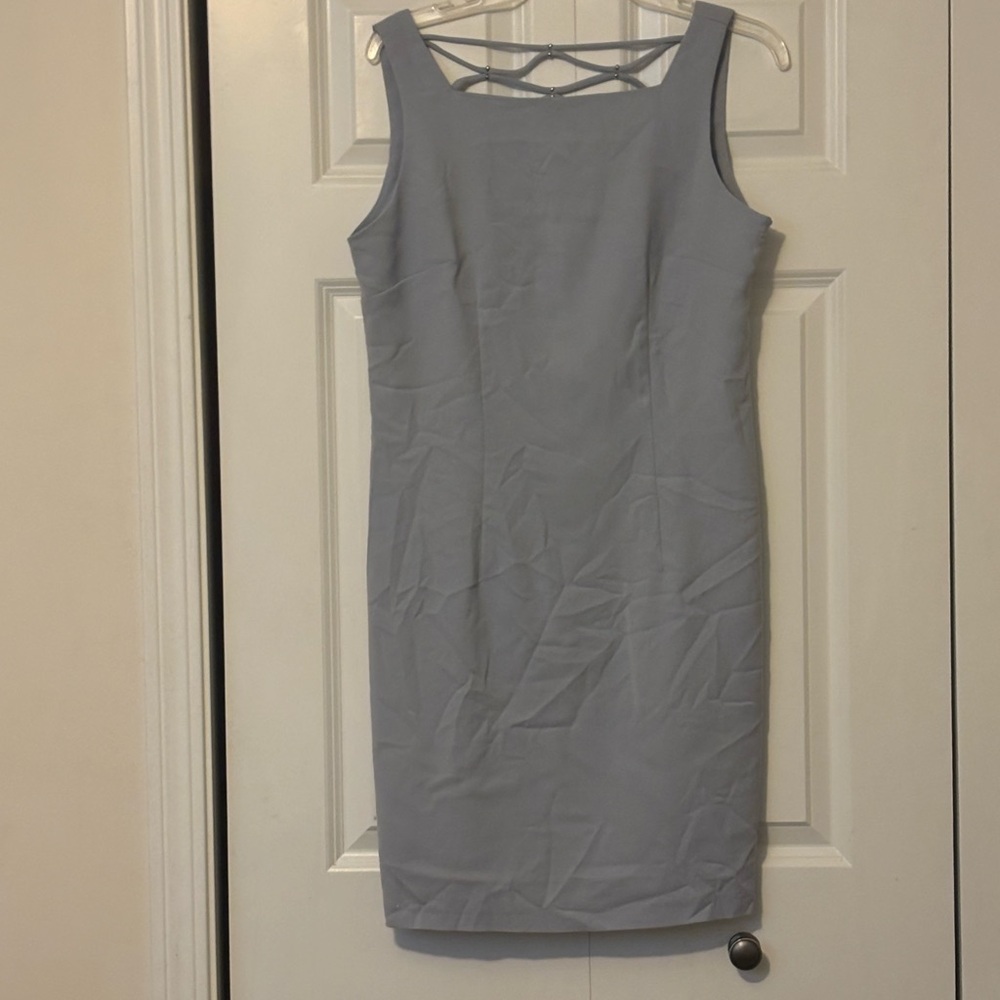 Vintage 90s/Y2K Sleeveless Baby Blue Dress with Beaded Lattice Back Detail